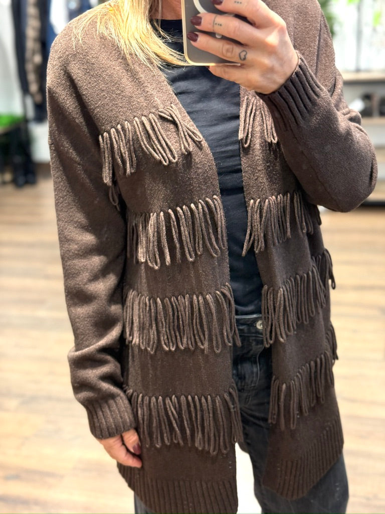 Cardigan frange tre