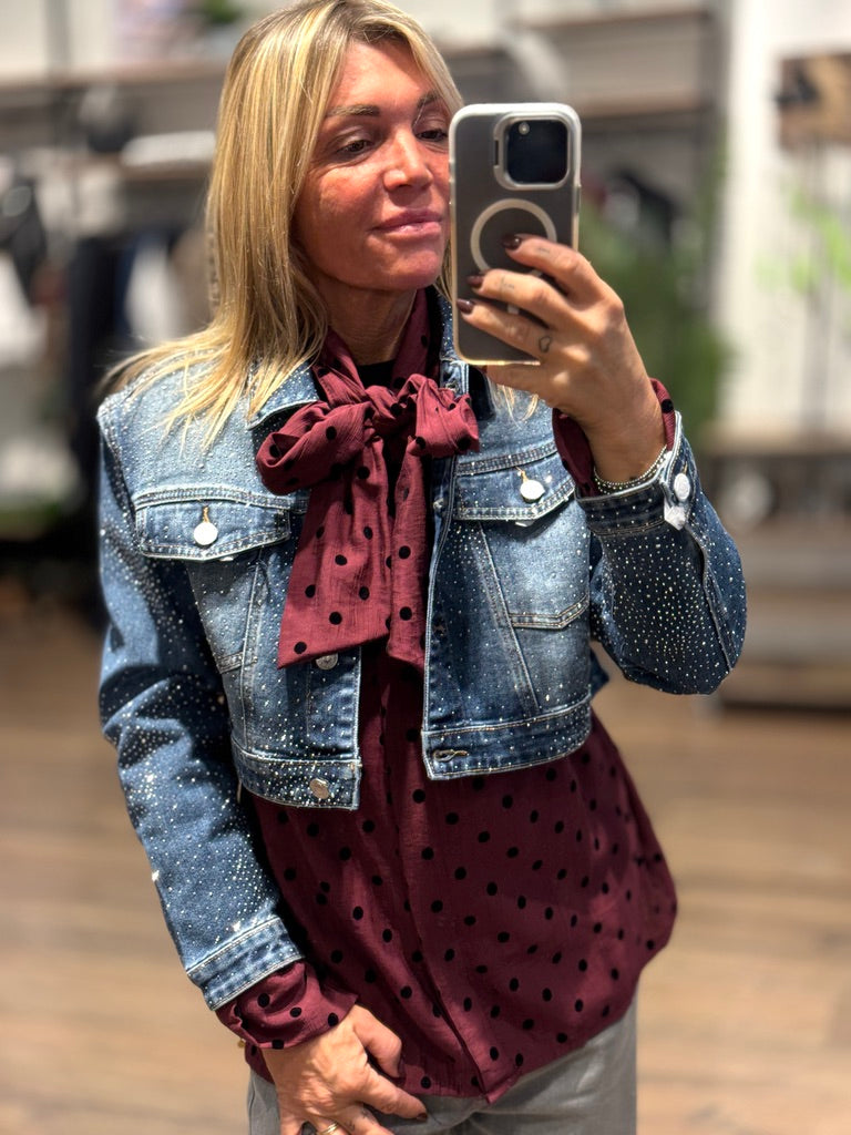 Camicia con fiocco a pois