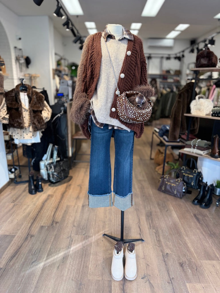 Jeans con risvolto alto