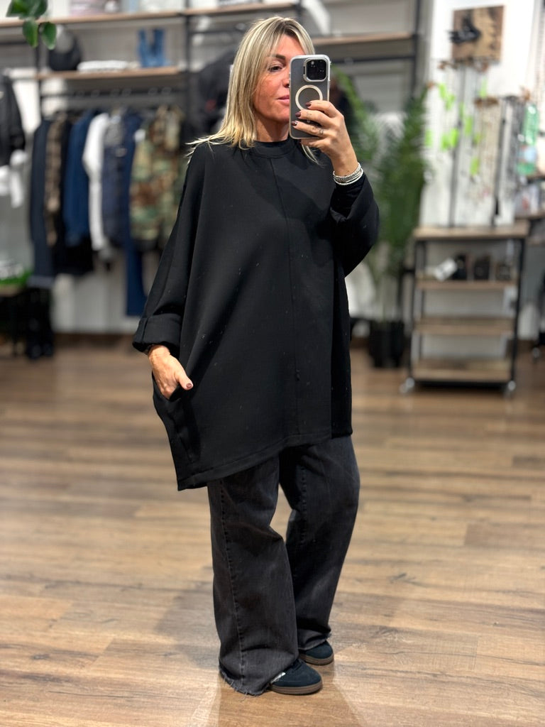 Maxi maglia felpa cuciture