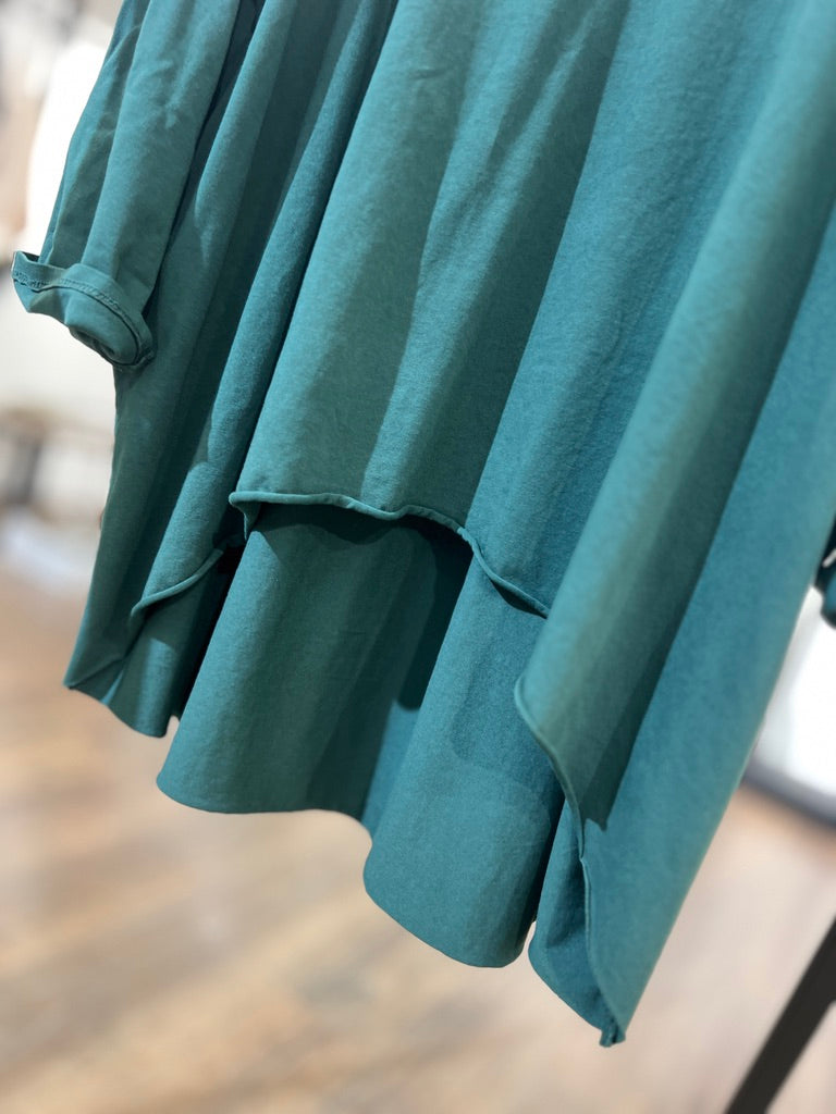 Maxi t-shirt manca lunga con scolla a V