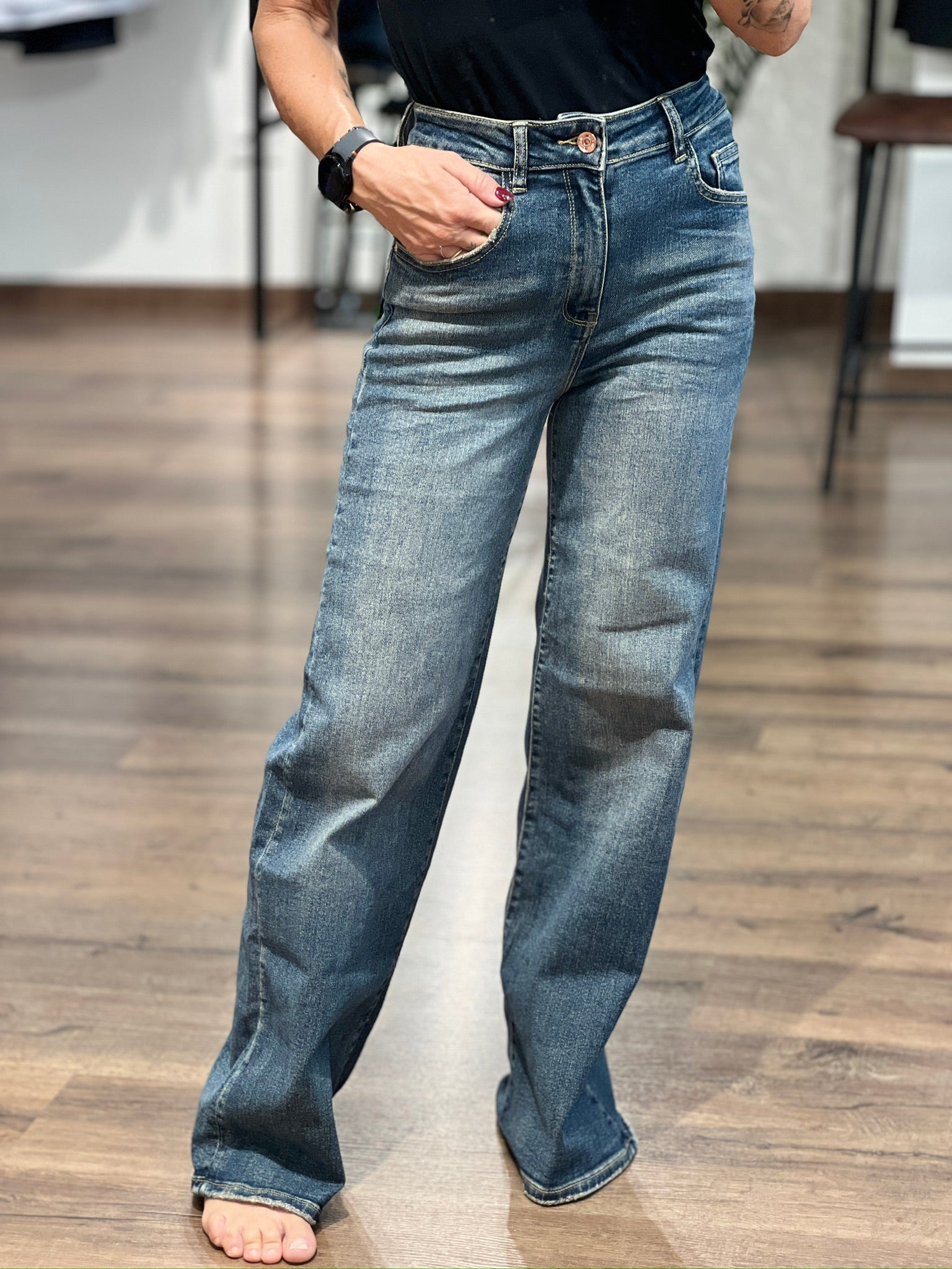 Jeans a palazzo slavato