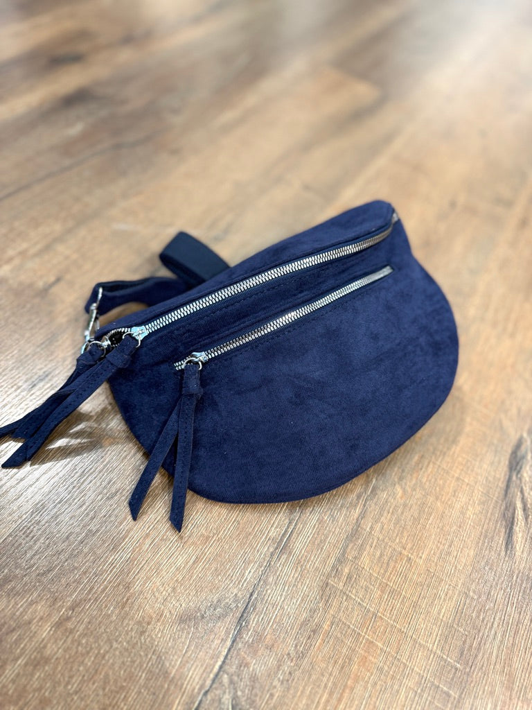 Marsupio in tessuto effetto scamosciato con zip