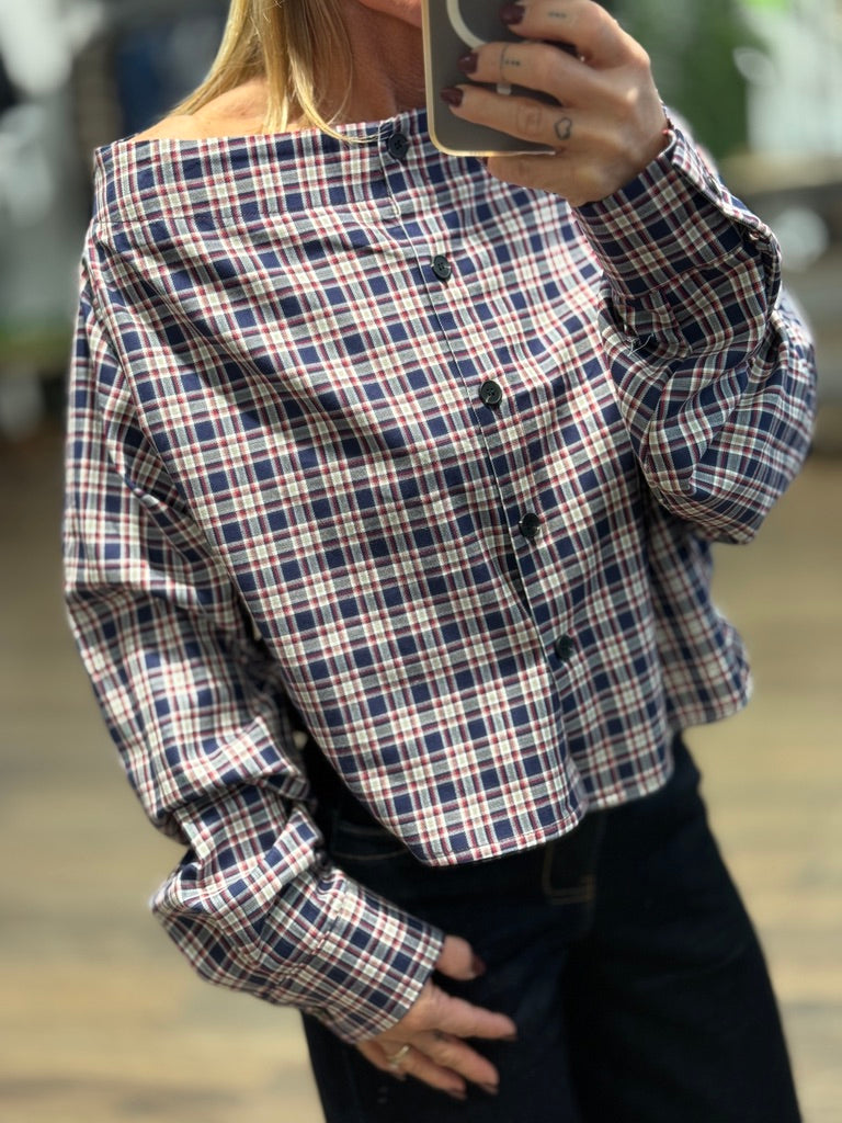 Camicia quadri scollo a barca