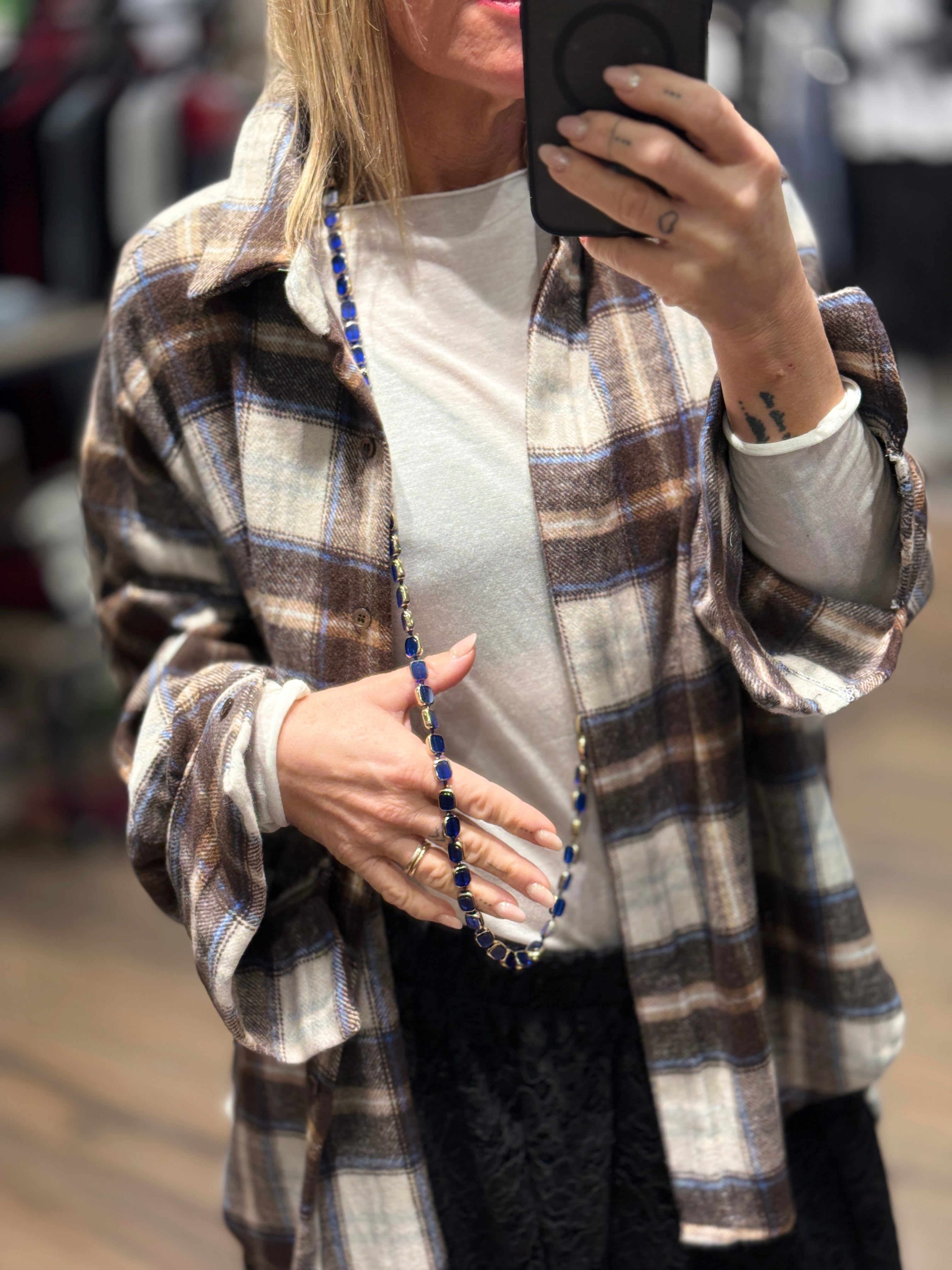 Camicia a quadri flanella azzurra