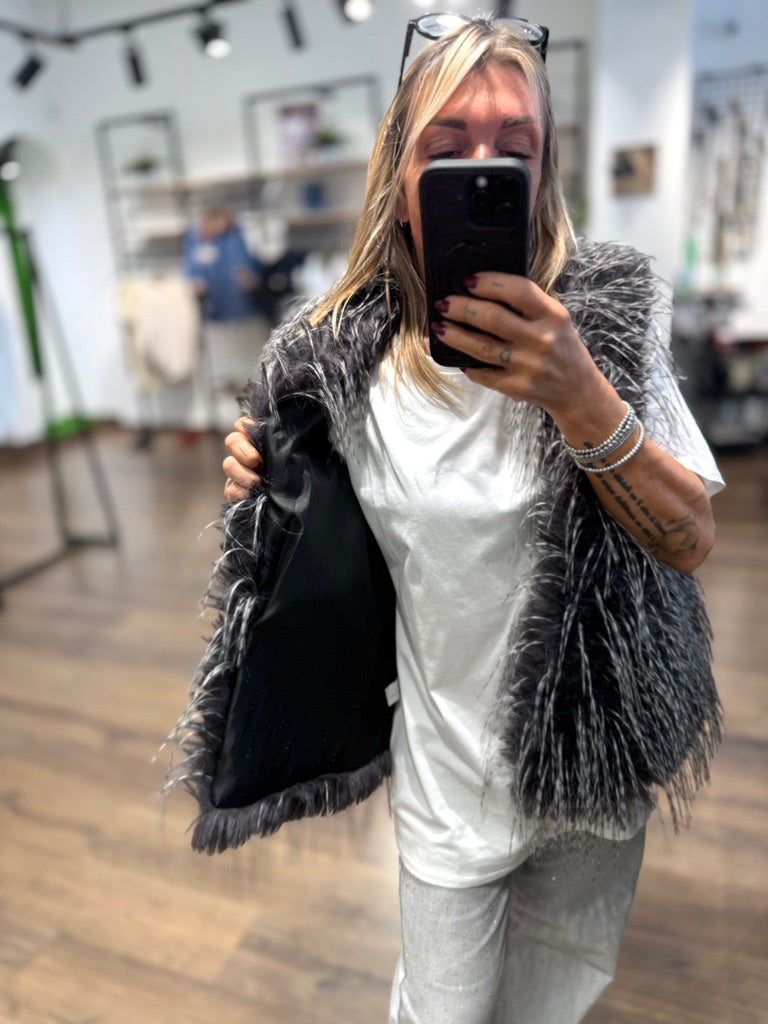 Gilet pelo lungo sfumato