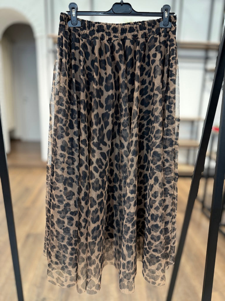 Gonna in tulle stampa animalier