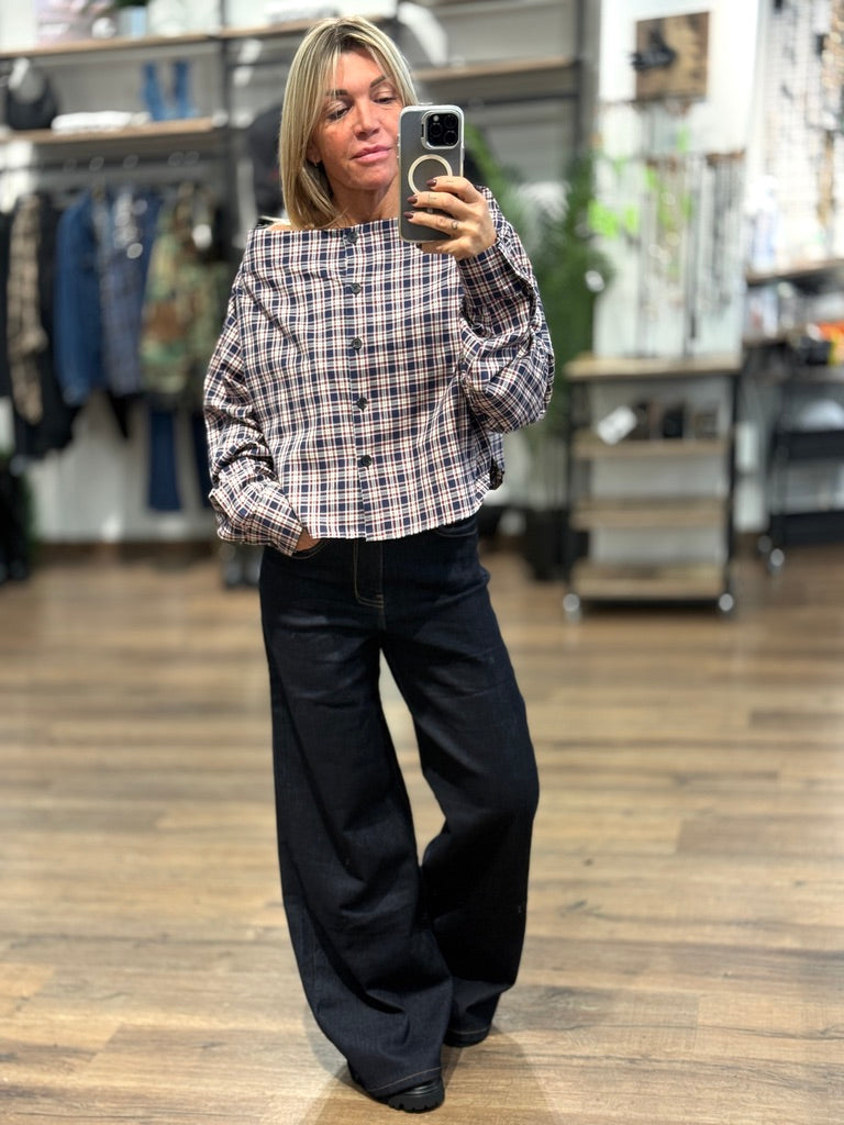 Camicia quadri scollo a barca