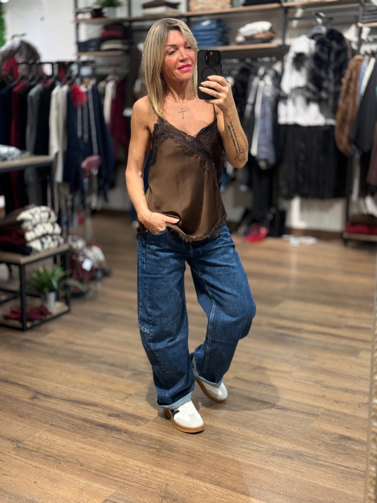 Canotta con inserti in pizzo