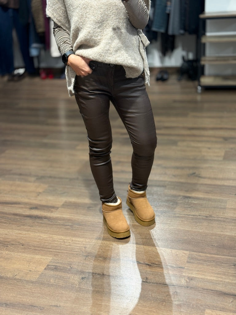 Australian tipo UGG "cammello" suola alta pelle