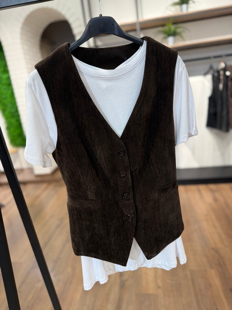 Gilet in tessuto velluto liscio