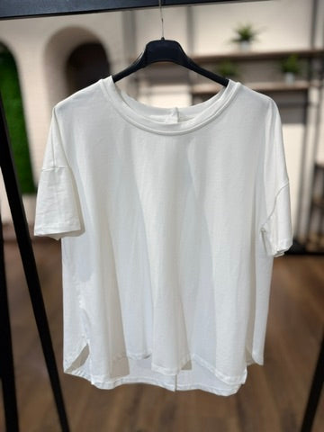 T-shirt manica corta con bottoni dietro