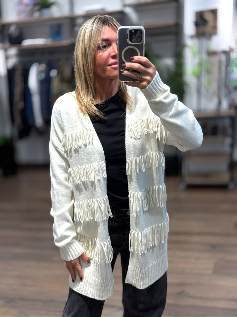 Cardigan frange tre