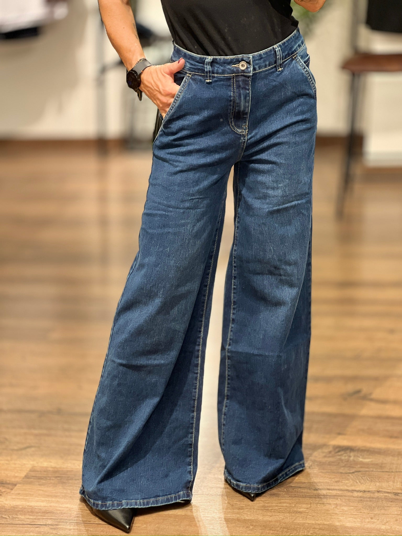 Jeans tasca filo - gamba larga