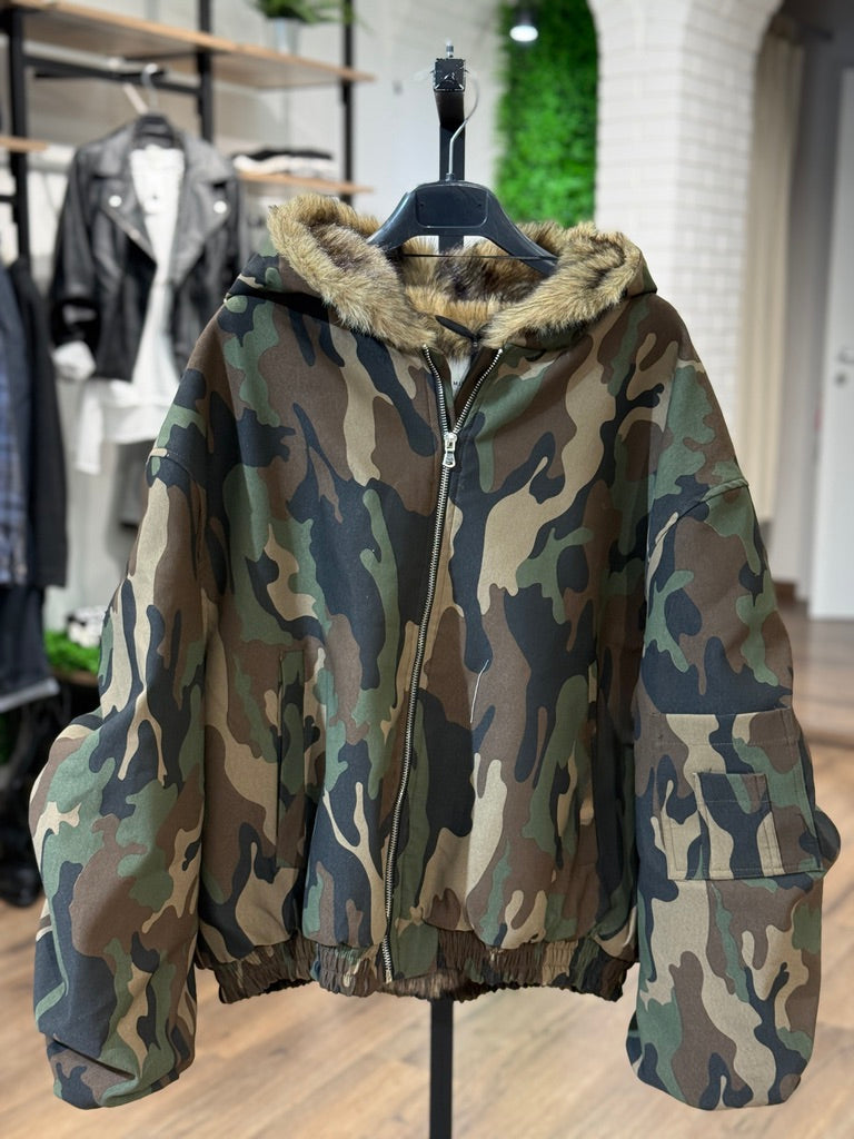 Bomber camouflage con pelo ecoplogico
