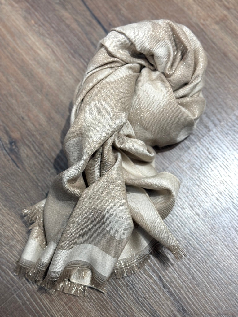 Sciarpa con inserti lurex colore oro