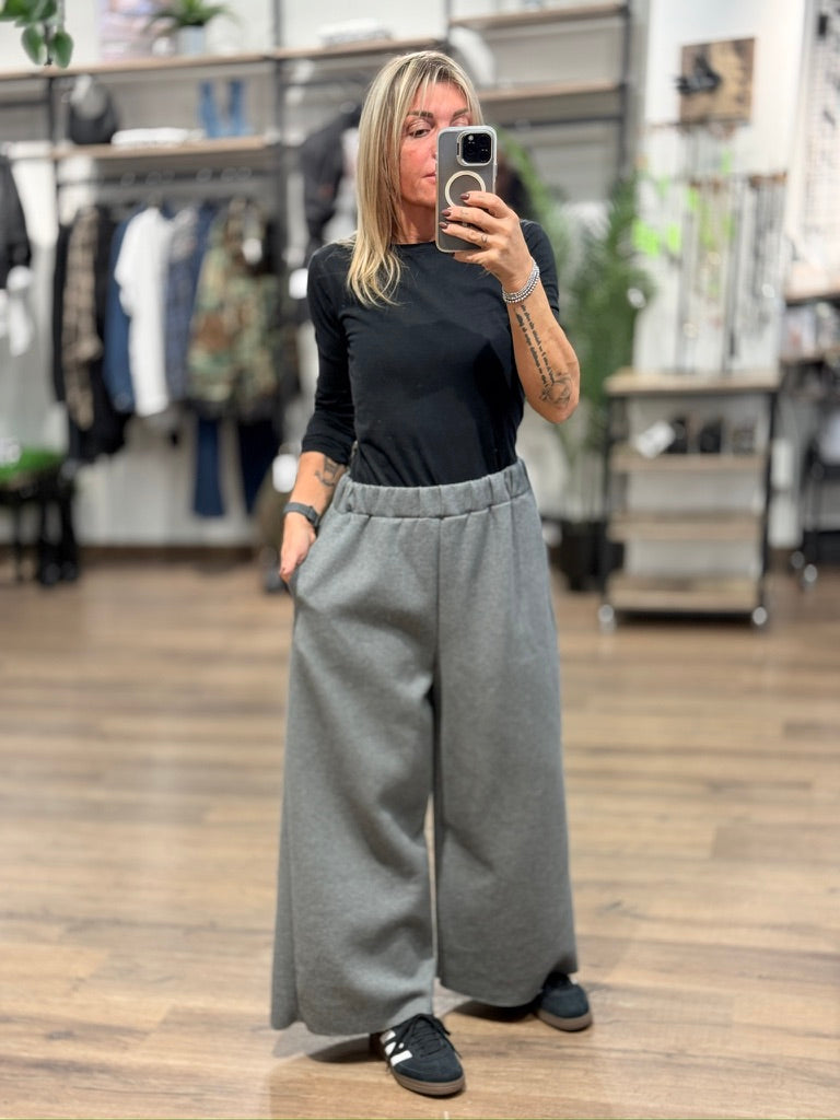 Pantalone palazzo misto tec/felpa