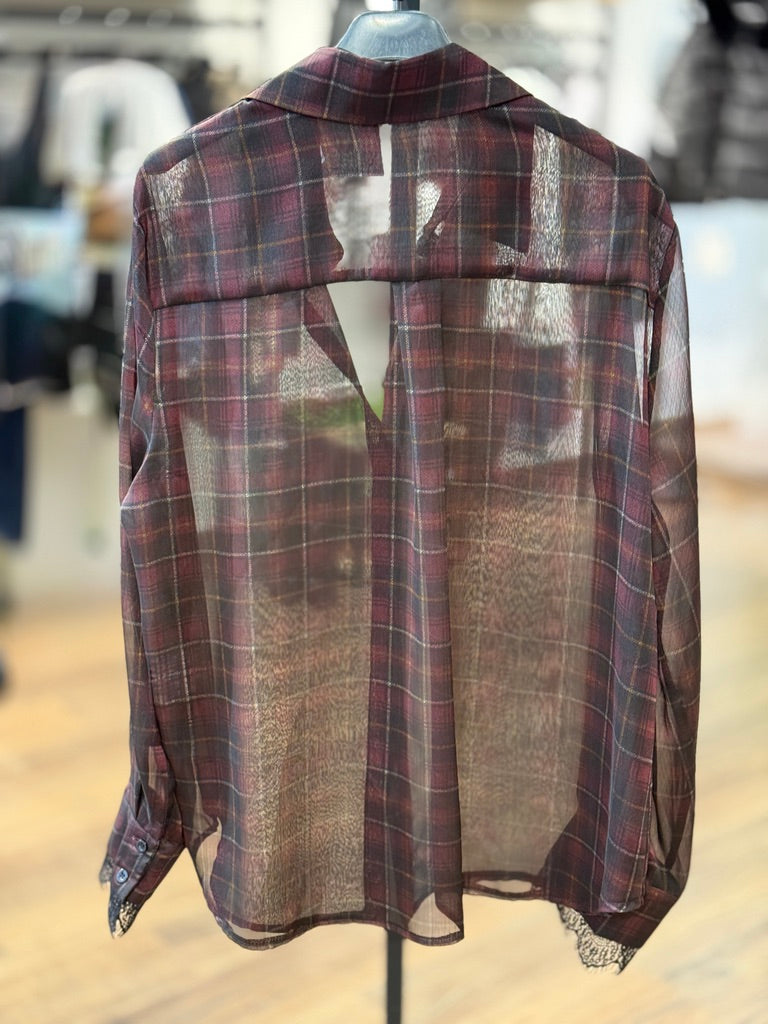 Camicia semitrasparente con pizzo