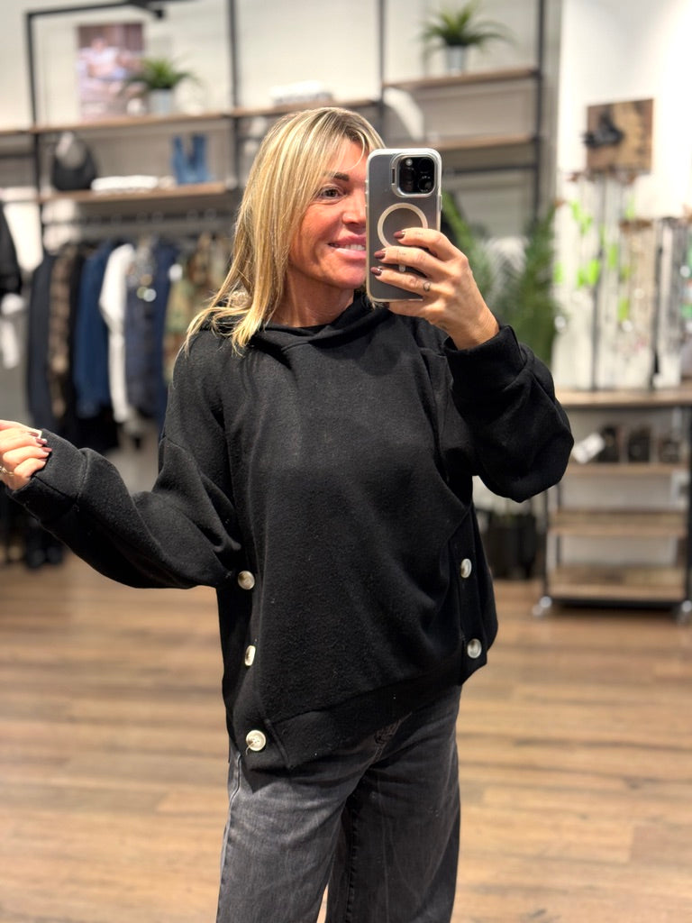 Maglia con cappuccio con bottoni