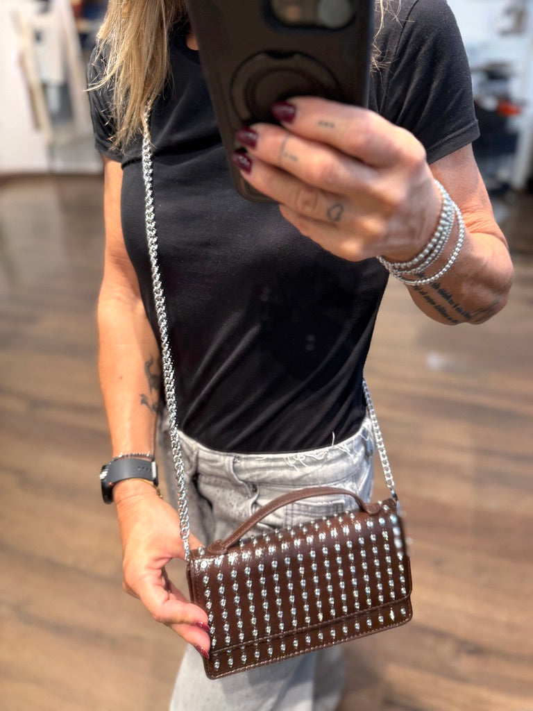 Mini borsa ricoperta da strass