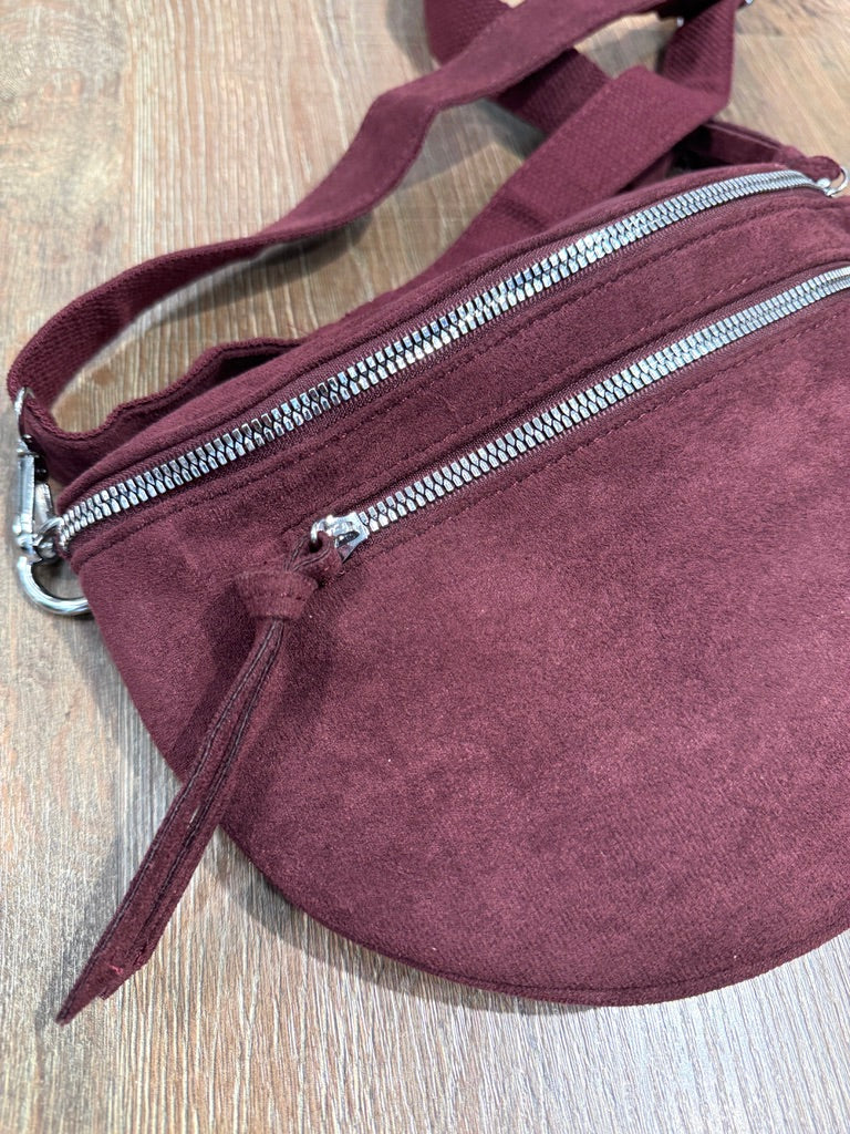 Marsupio in tessuto effetto scamosciato con zip