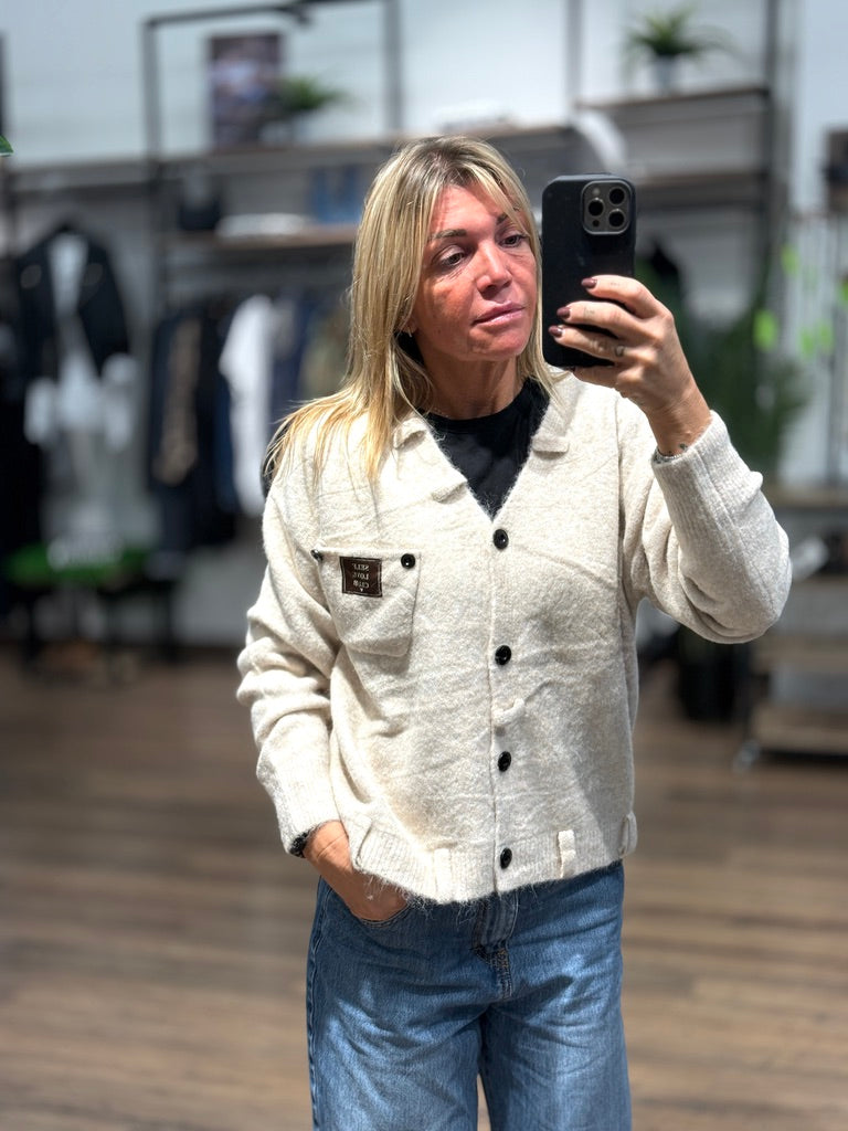 Cardigan scollo a V con taschino