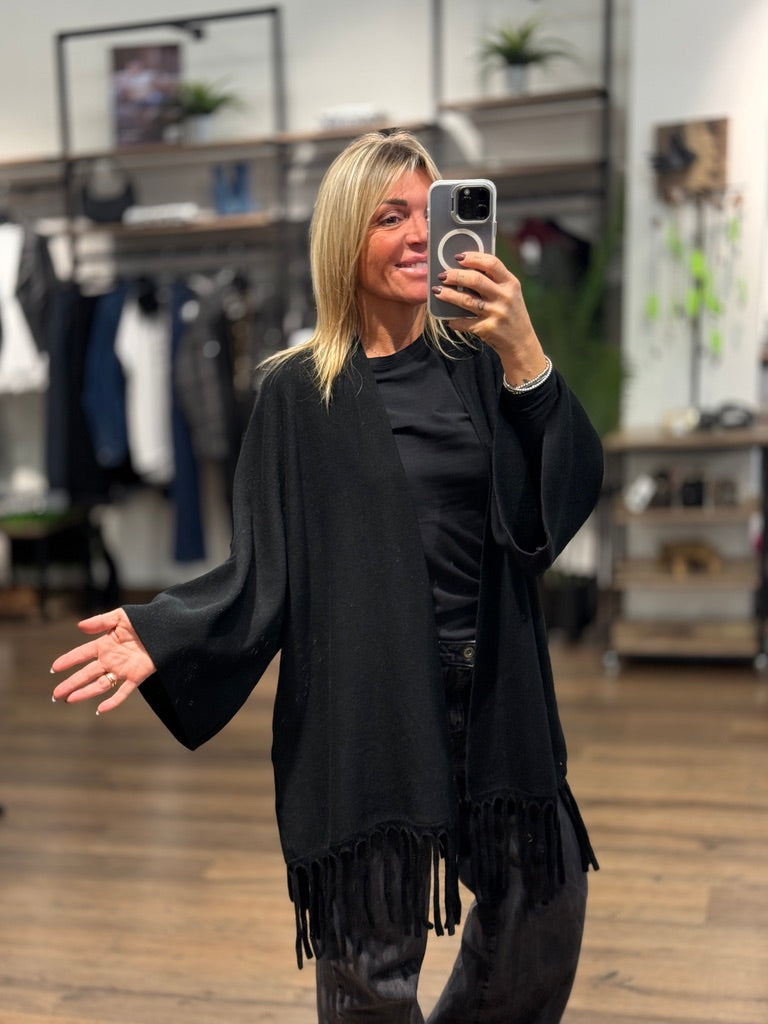 Cardigan lungo con frange
