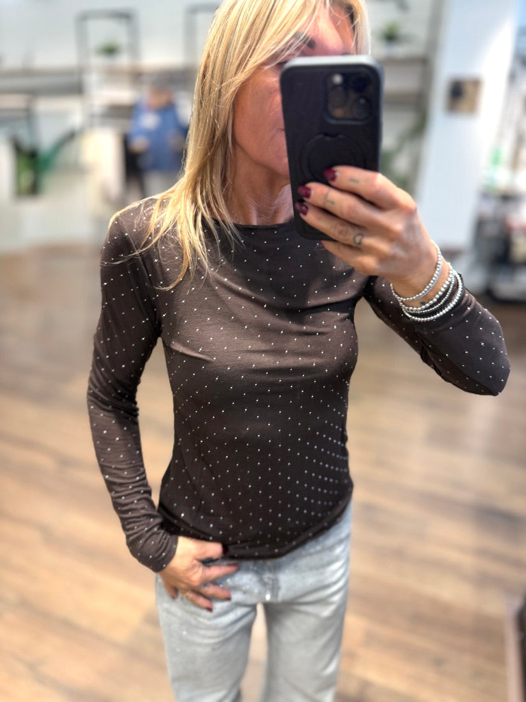 Maglia misto cashmere con borchiette