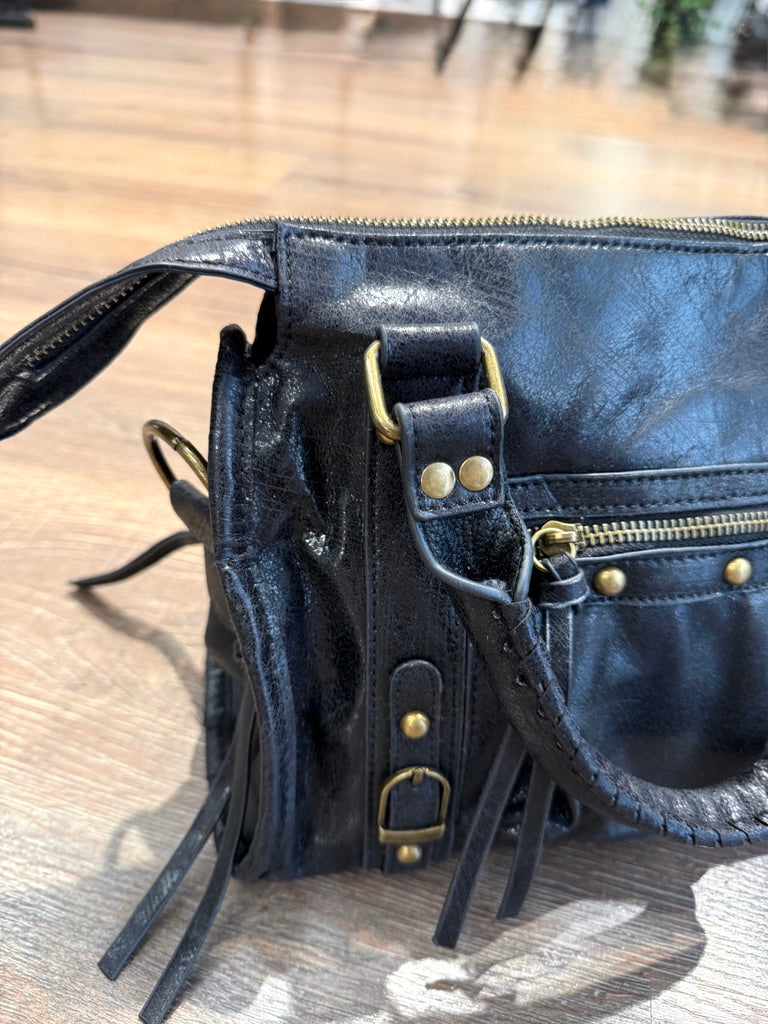 Borsa in ecopelle con rivetti versione media