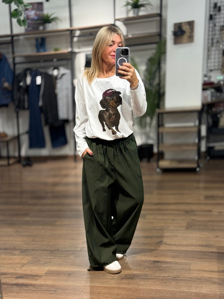 T-shirt manica lunga con stampa bassotto