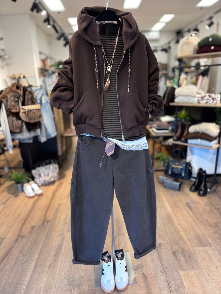 Felpa cappuccio laccio bicolor