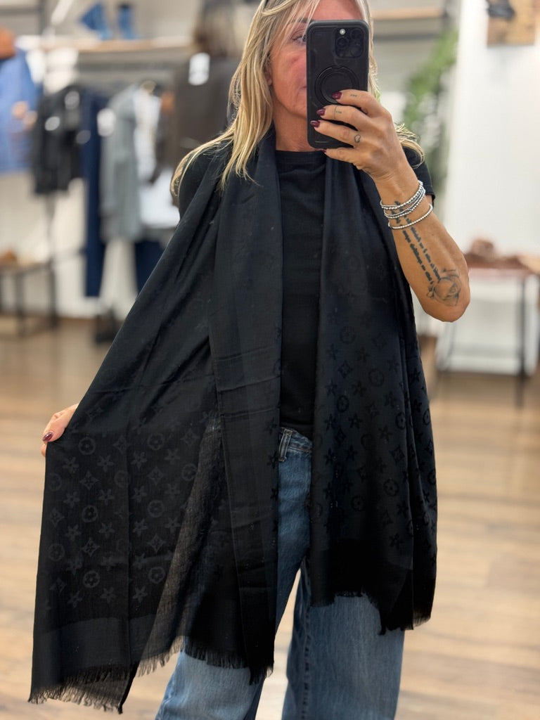 Sciarpa unisex con dettagli stampati tono su tono