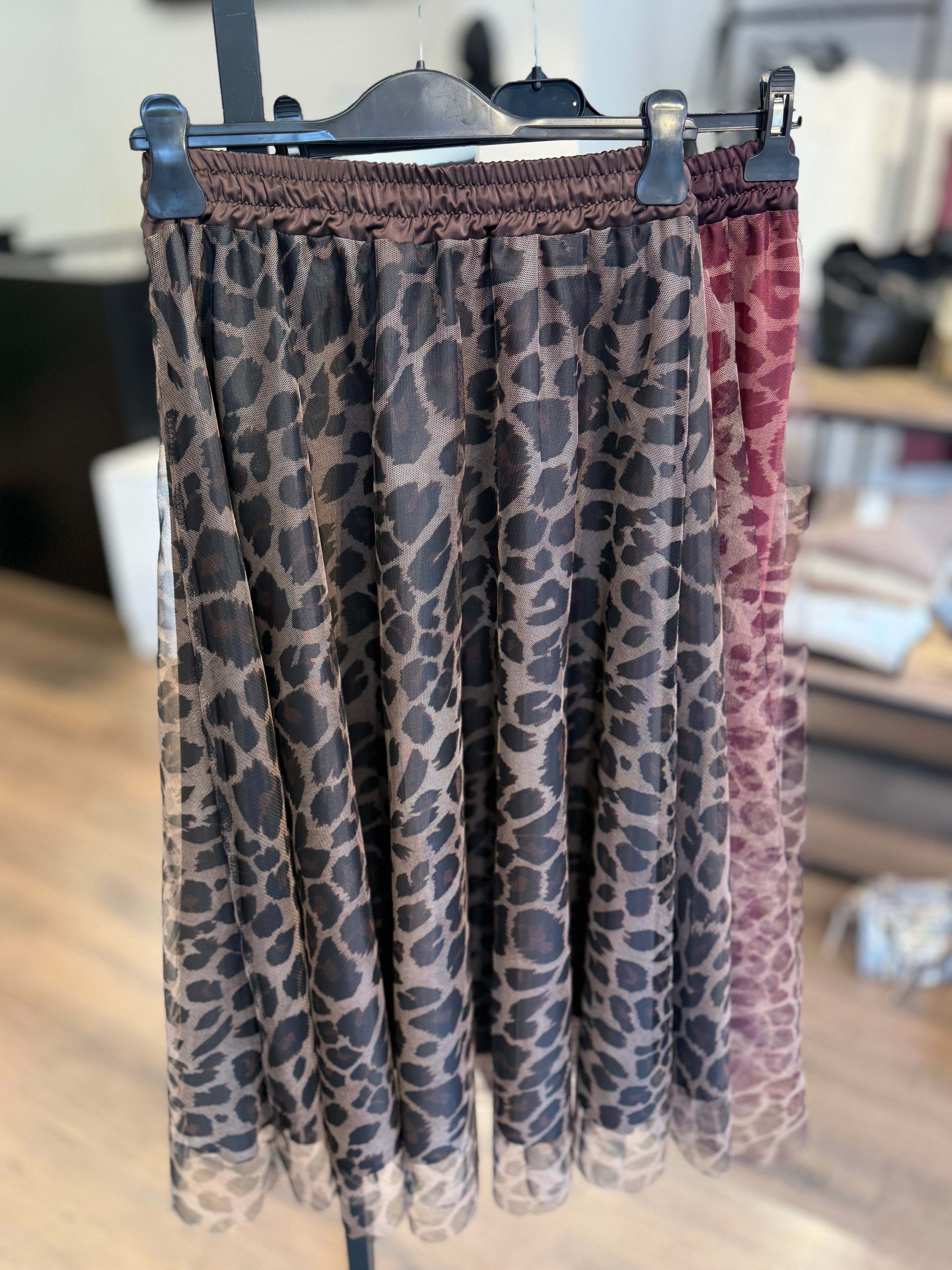 Gonna in tulle stampa leopardata