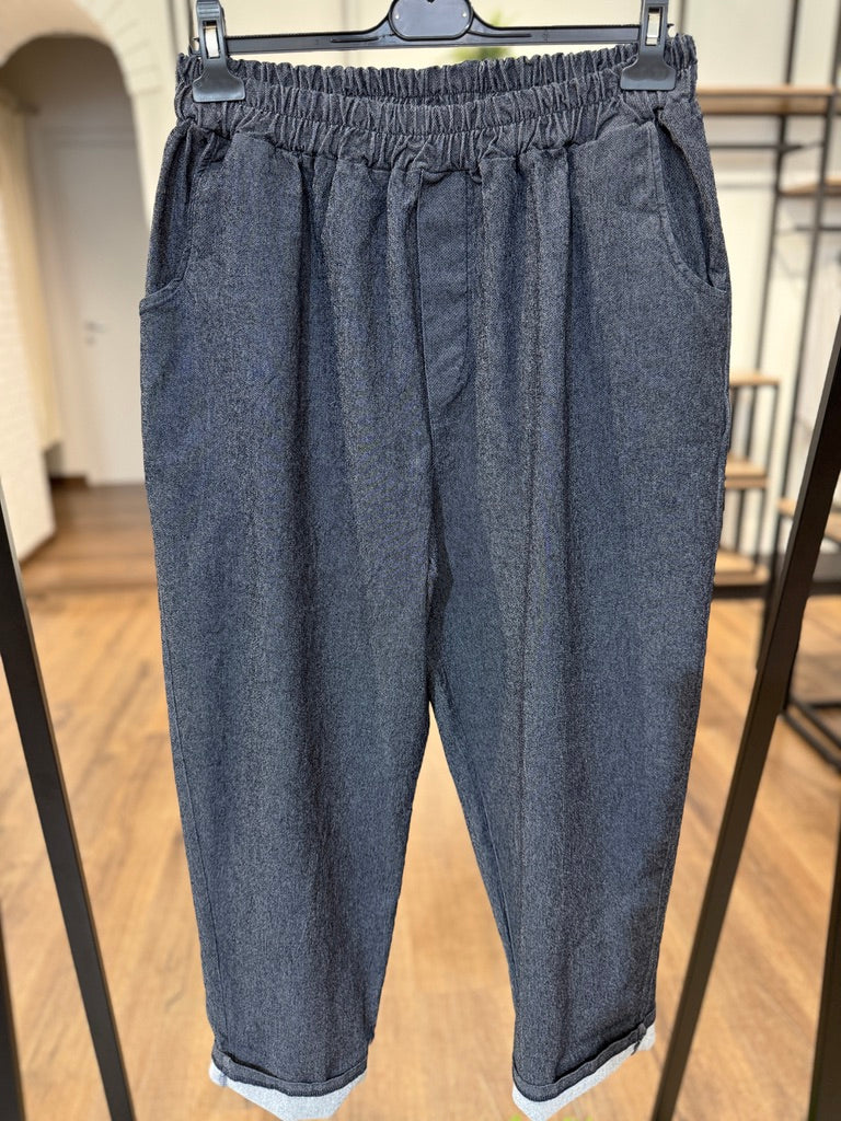 Pantalone morbido in tessuto effetto denim