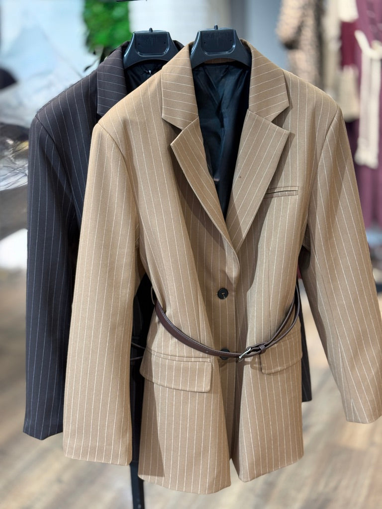 Giacca over gessata con tintura