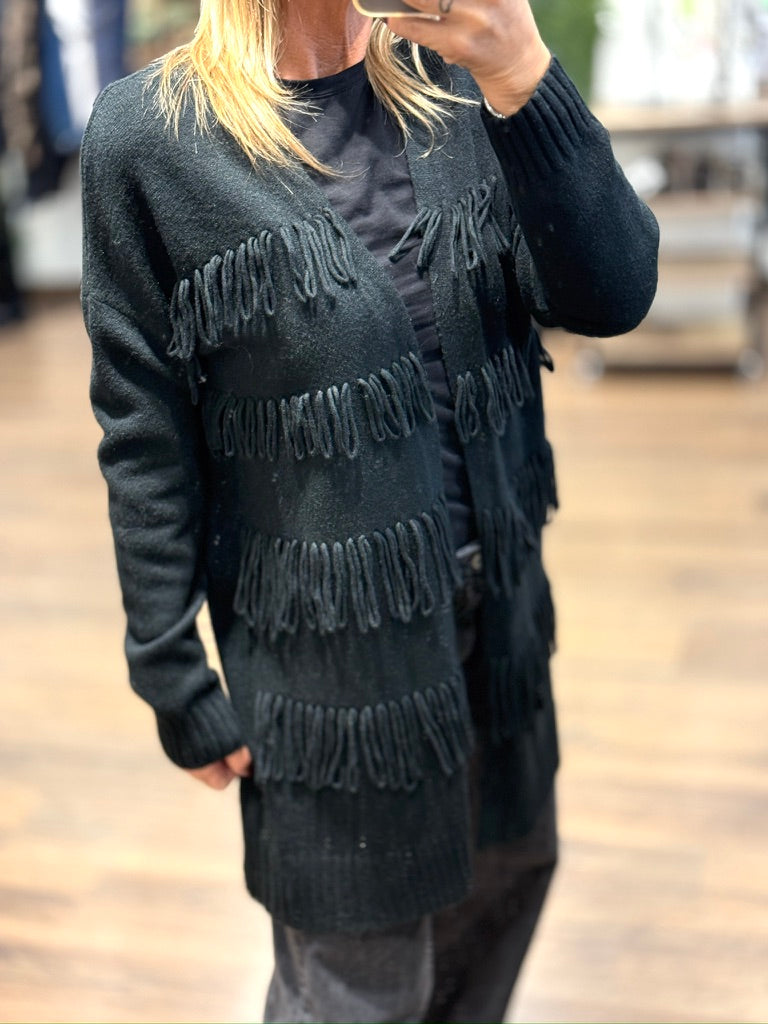 Cardigan frange tre