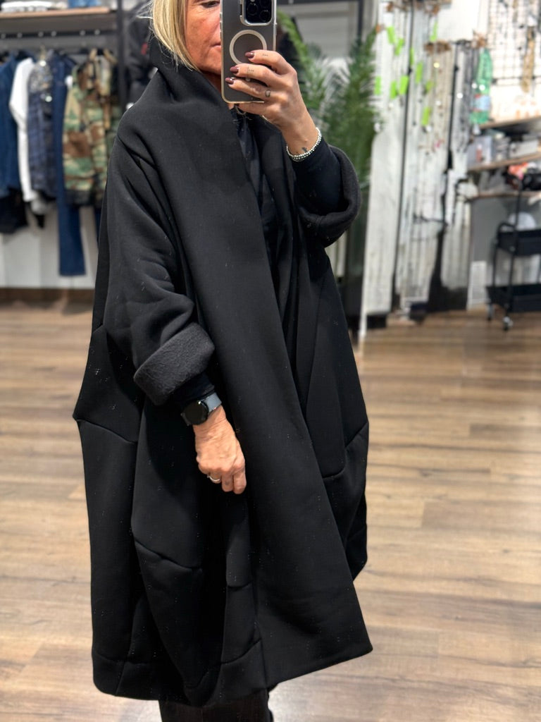 Cappotto lungo in felpa nera