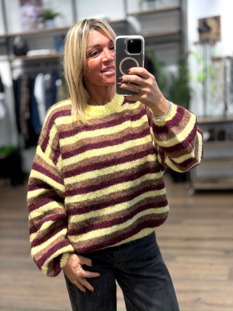 Maglia girocollo righe mix