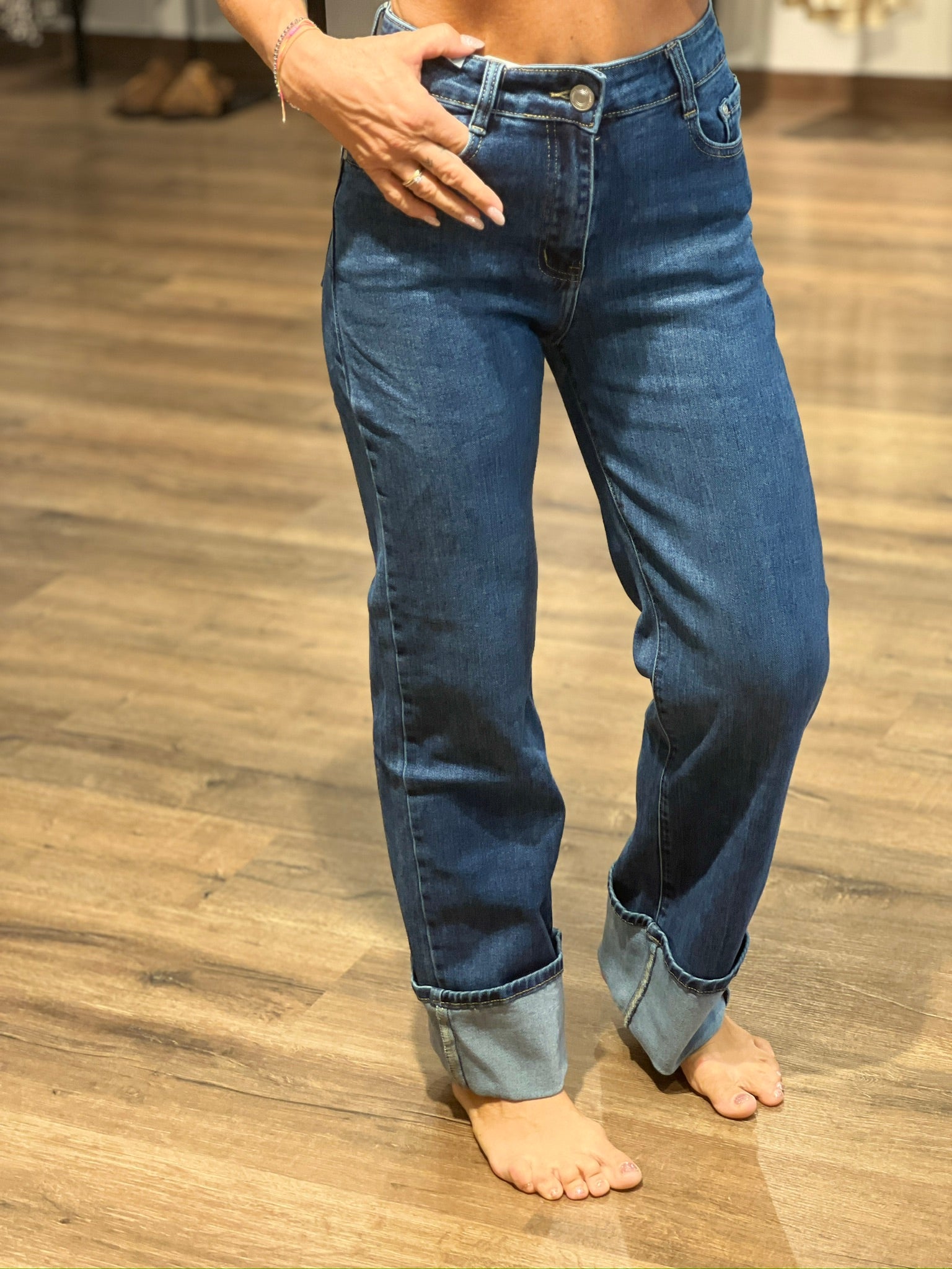 Jeans con risvolto