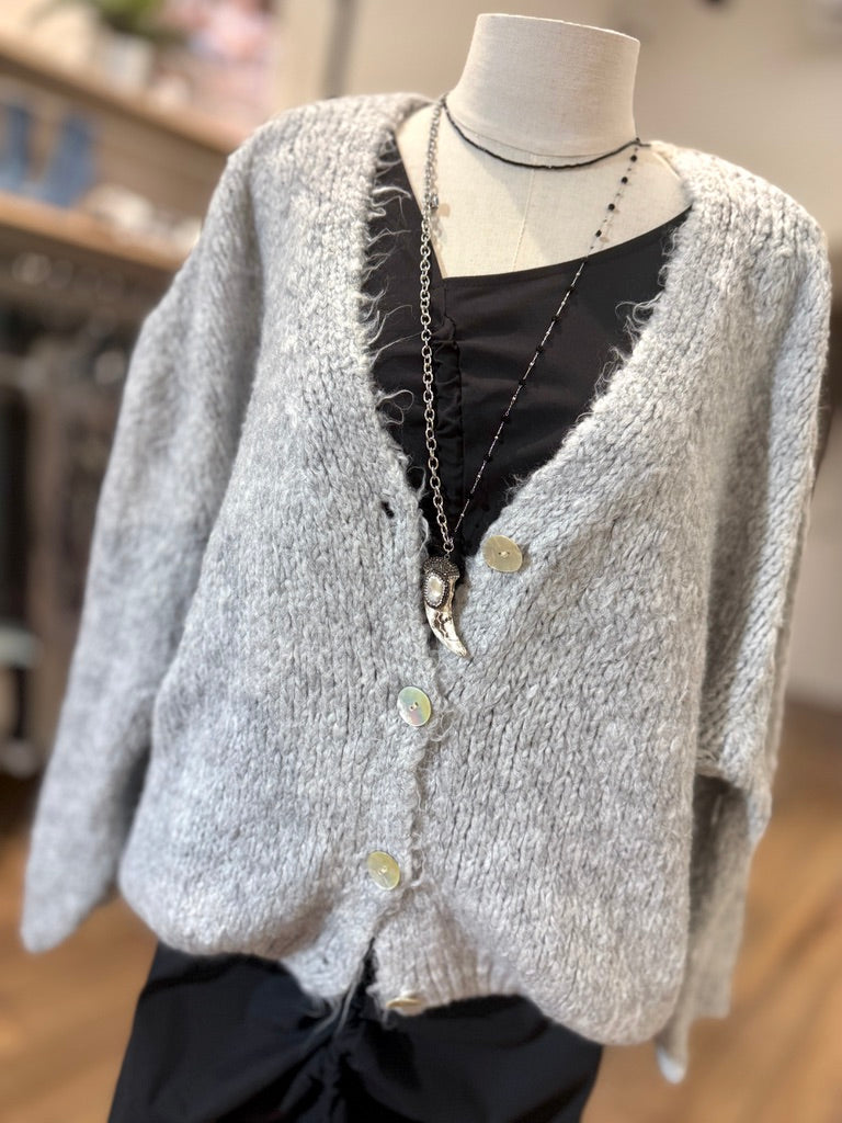 Cardigan bottoni madre perla