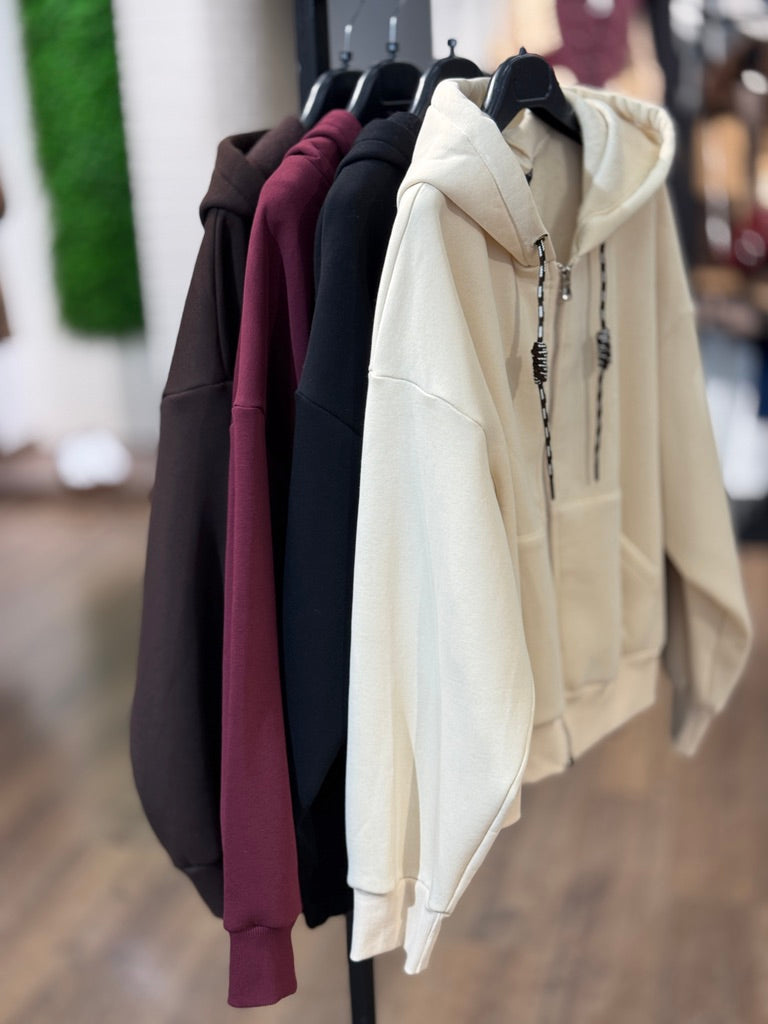 Felpa cappuccio laccio bicolor