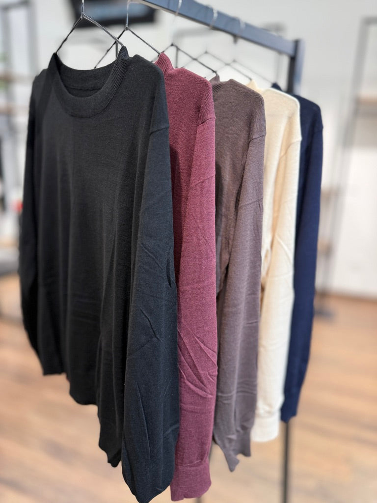 Maglia basica girocollo misto cachemire