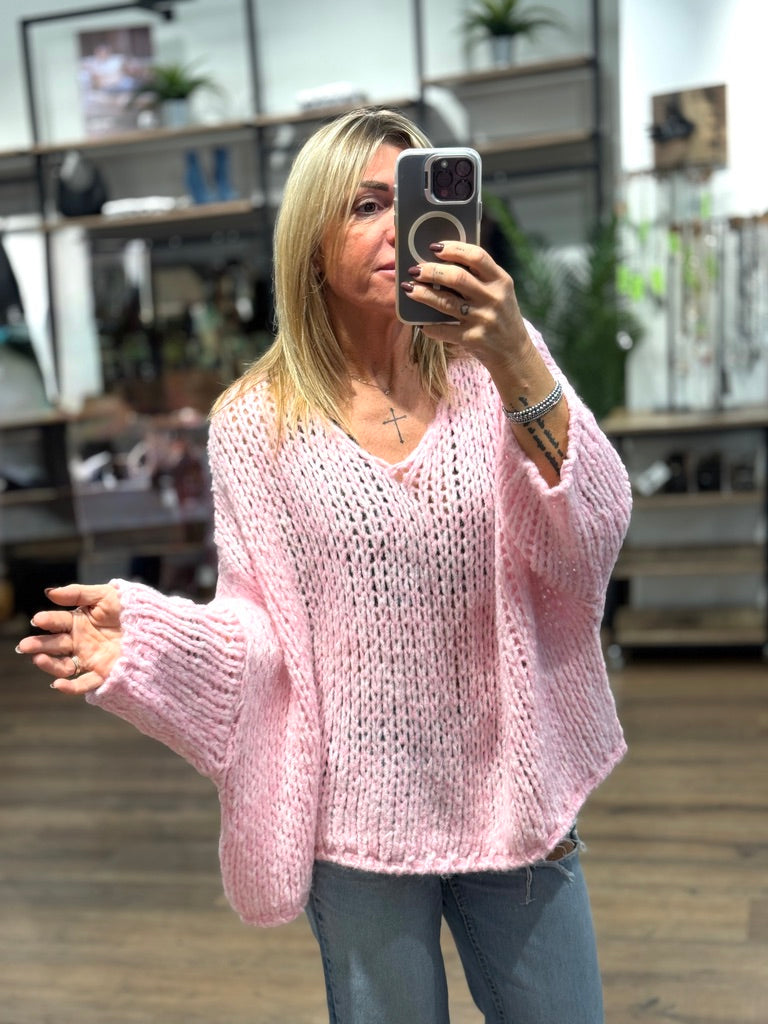 Maglia scollatura a V doppio colore