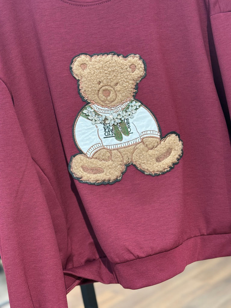 Felpa con orso e strass