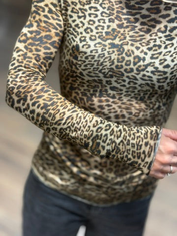 T-shirt misto cachemire animalier