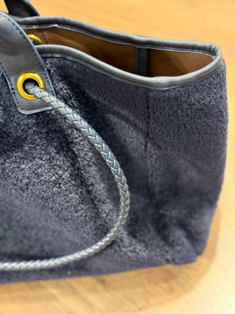 Maxi borsa in tessuto effetto pelliccia