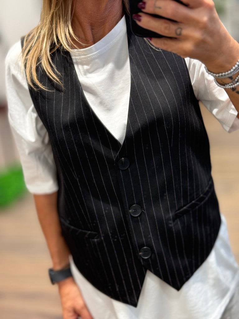 Gilet in tessuto gessato