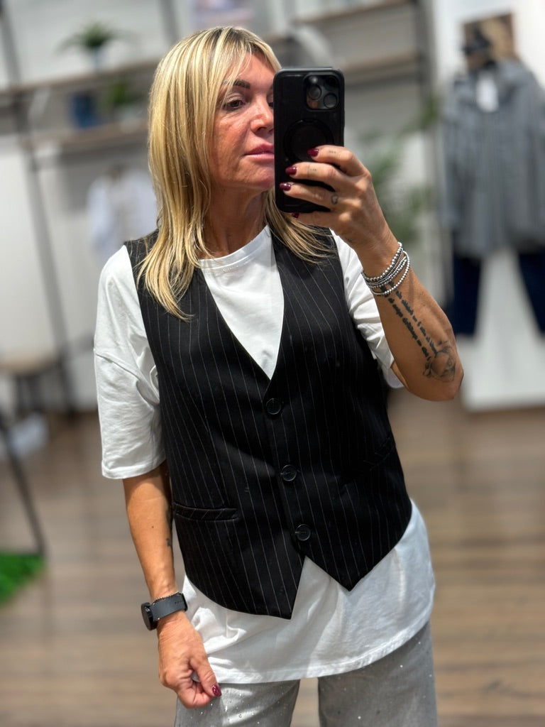 Gilet in tessuto gessato
