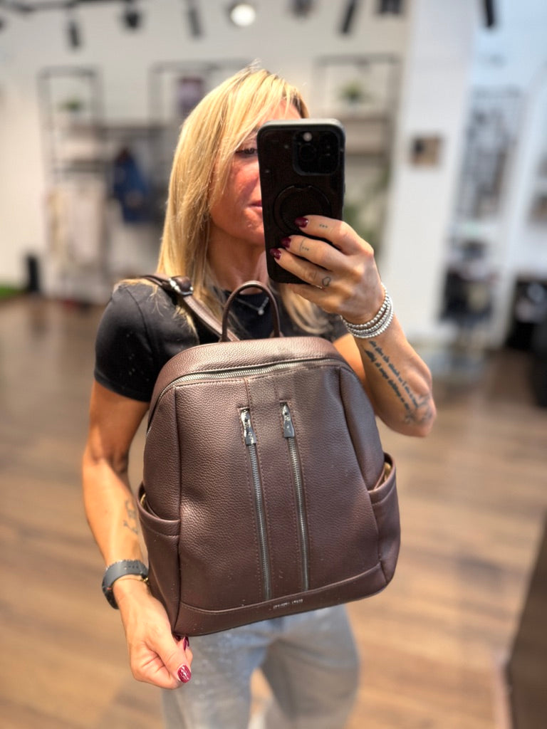 Zaino con doppia zip centrale