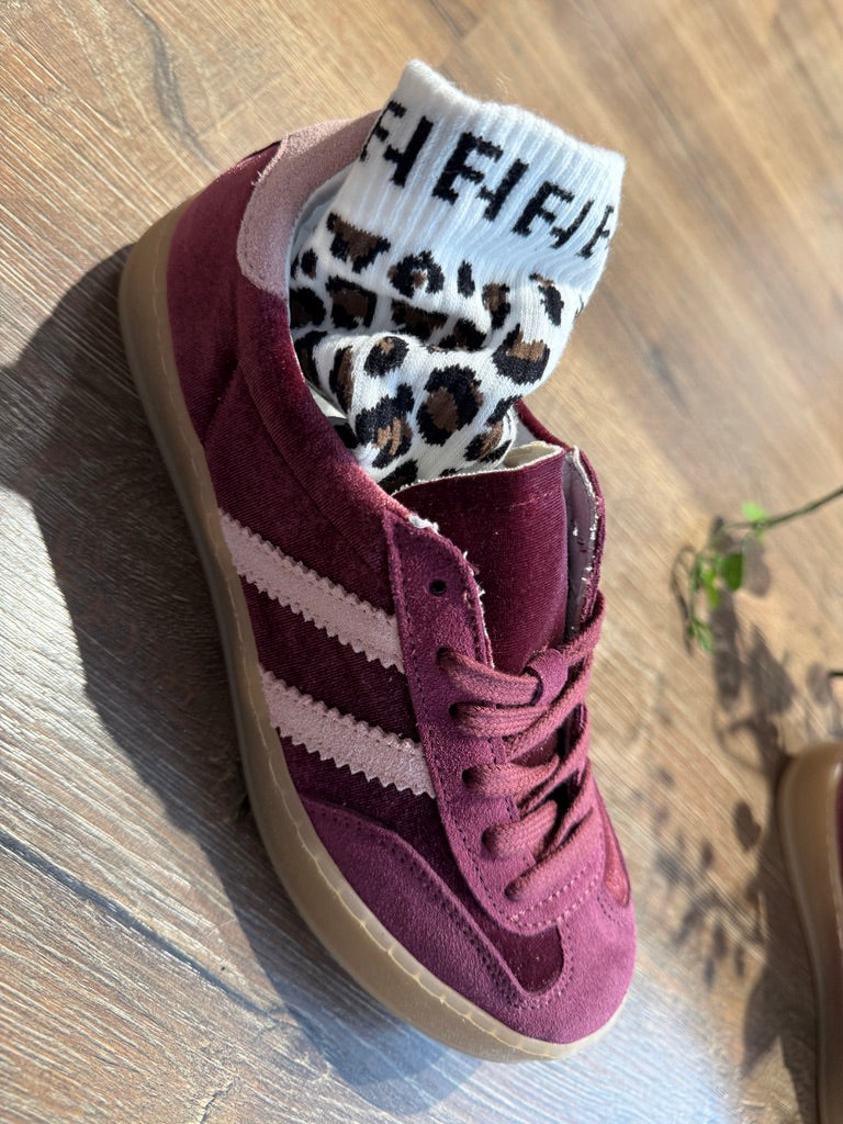Sneakers in tessuto con inserti in pelle
